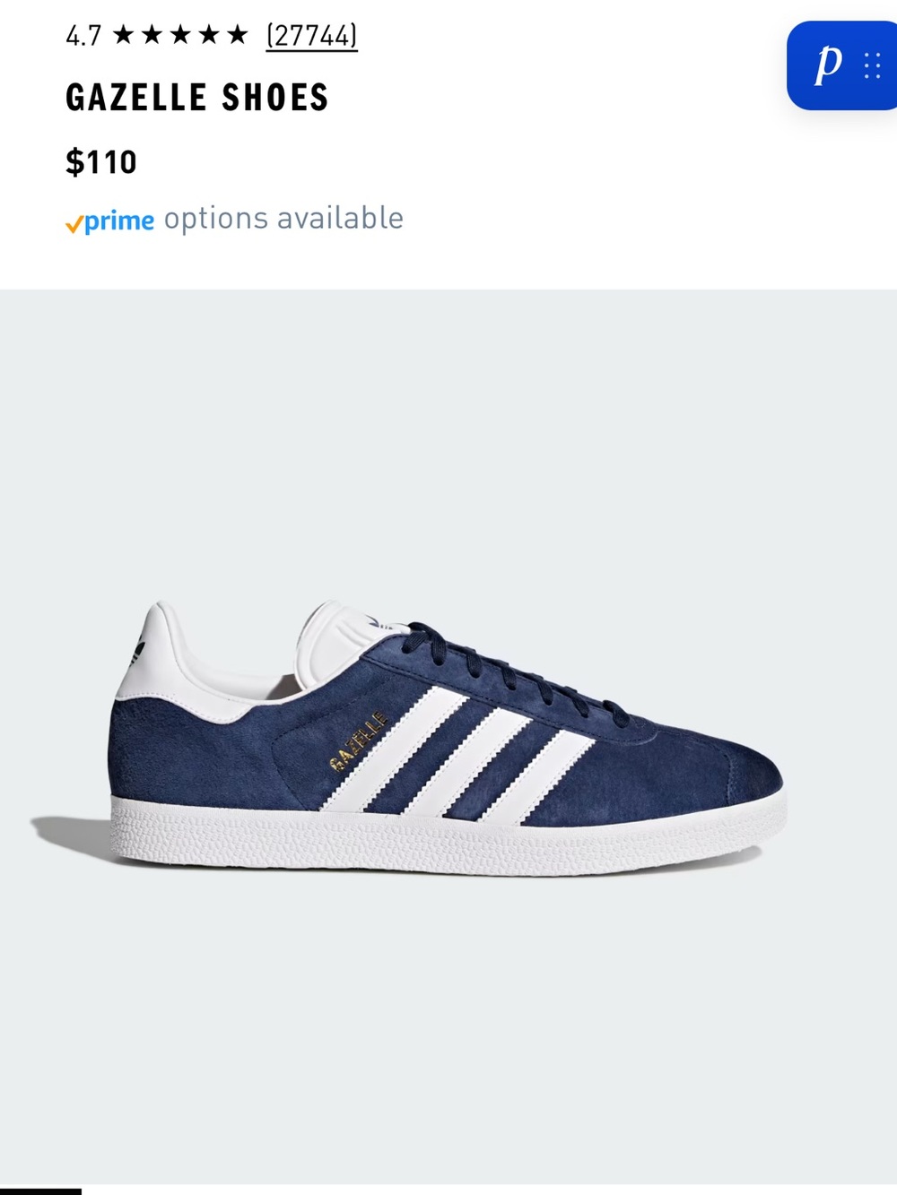 Navy and White Adidas Gazelles - Men’s 6.5/Women’s 8